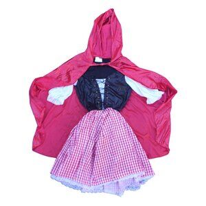Spirit Halloween Red Riding Hood Dress (Skirt, Top, Vest) Hooded Cape Size Large